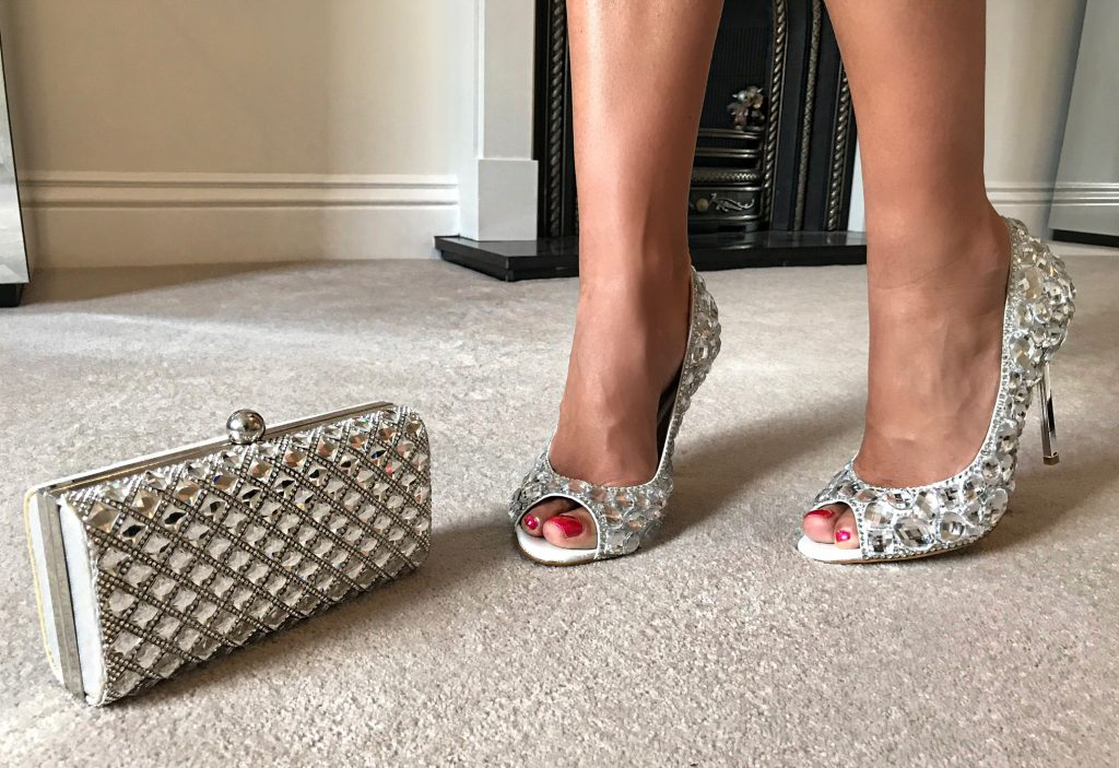 SILVER METALLICS FALL AND WINTER 2017 | jewel heeled shoes and jewelled clutch bag