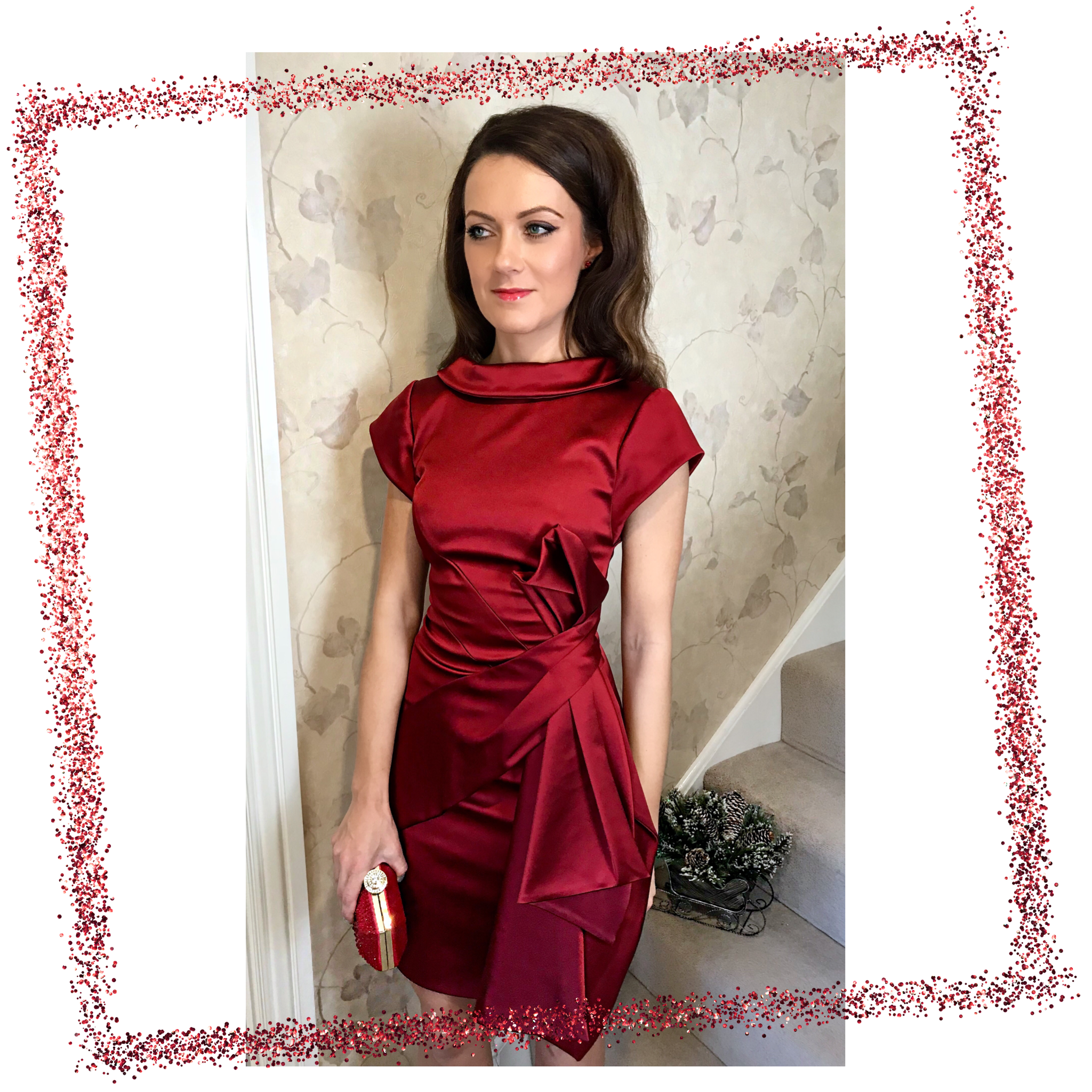 Robe Cocktail Karen Millen Rouge Foncé - Taille UK 10 (38) - Occasion Très Bon état