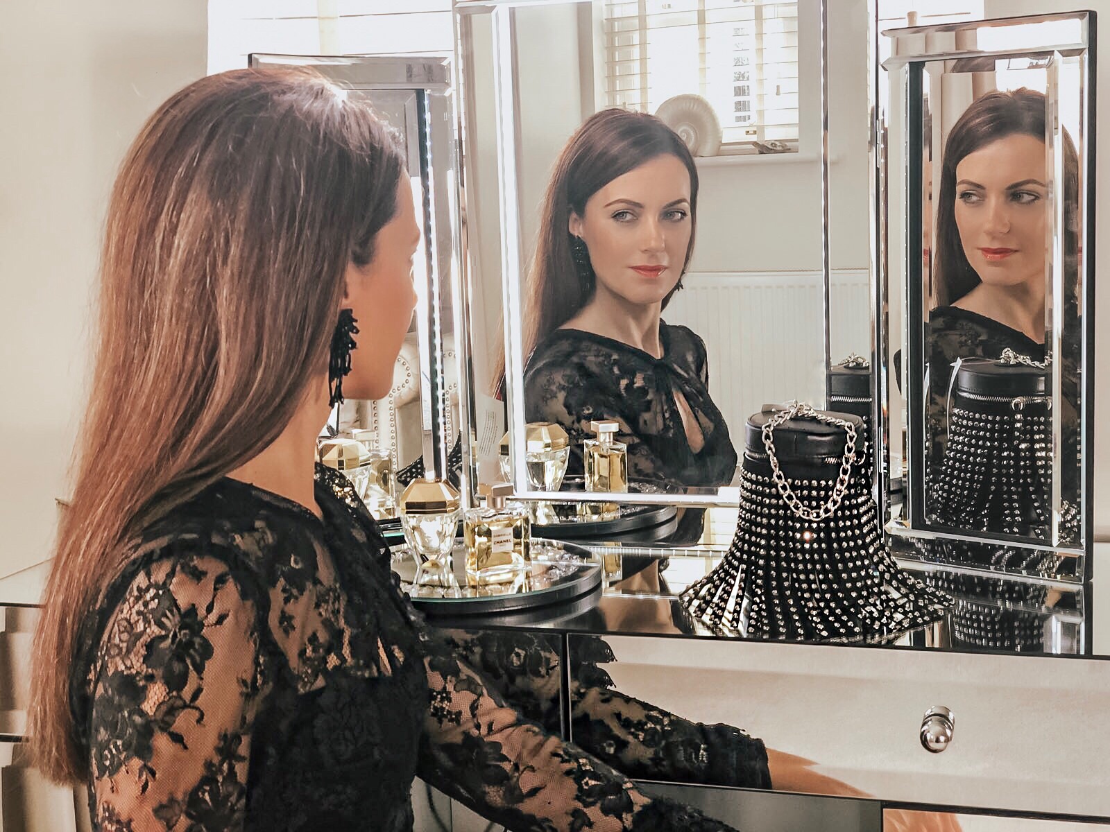 Elegant Duchess Fashion V by Very Frill All Over Lace Maxi Dress - Black | ASOS DESIGN gem tassel cylinder clutch | Quiz Diamanté Court Shoes