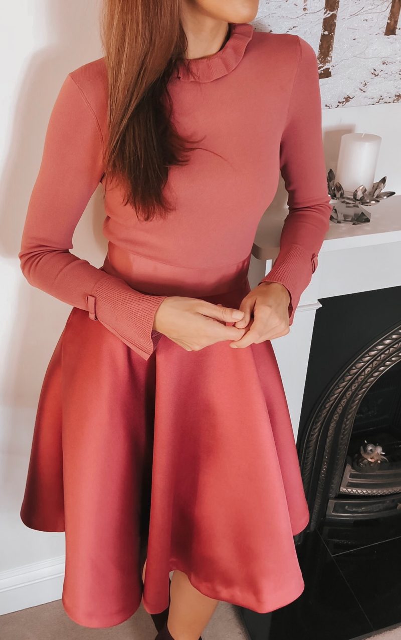 Elegant Duchess Fashion Ted Baker Pink Zadi Skater Dress | Kurt Geiger London Barbican-Wine-(Fabric) Knit Ankle Boot | Miu Miu Sunglasses | Swarovski earrings | Accessorize clutch bag Elegant Duchess Fashion Ted Baker Pink Zadi Skater Dress | Kurt Geiger London Barbican-Wine-(Fabric) Knit Ankle Boot | Miu Miu Sunglasses | Swarovski earrings | Accessorize clutch bag