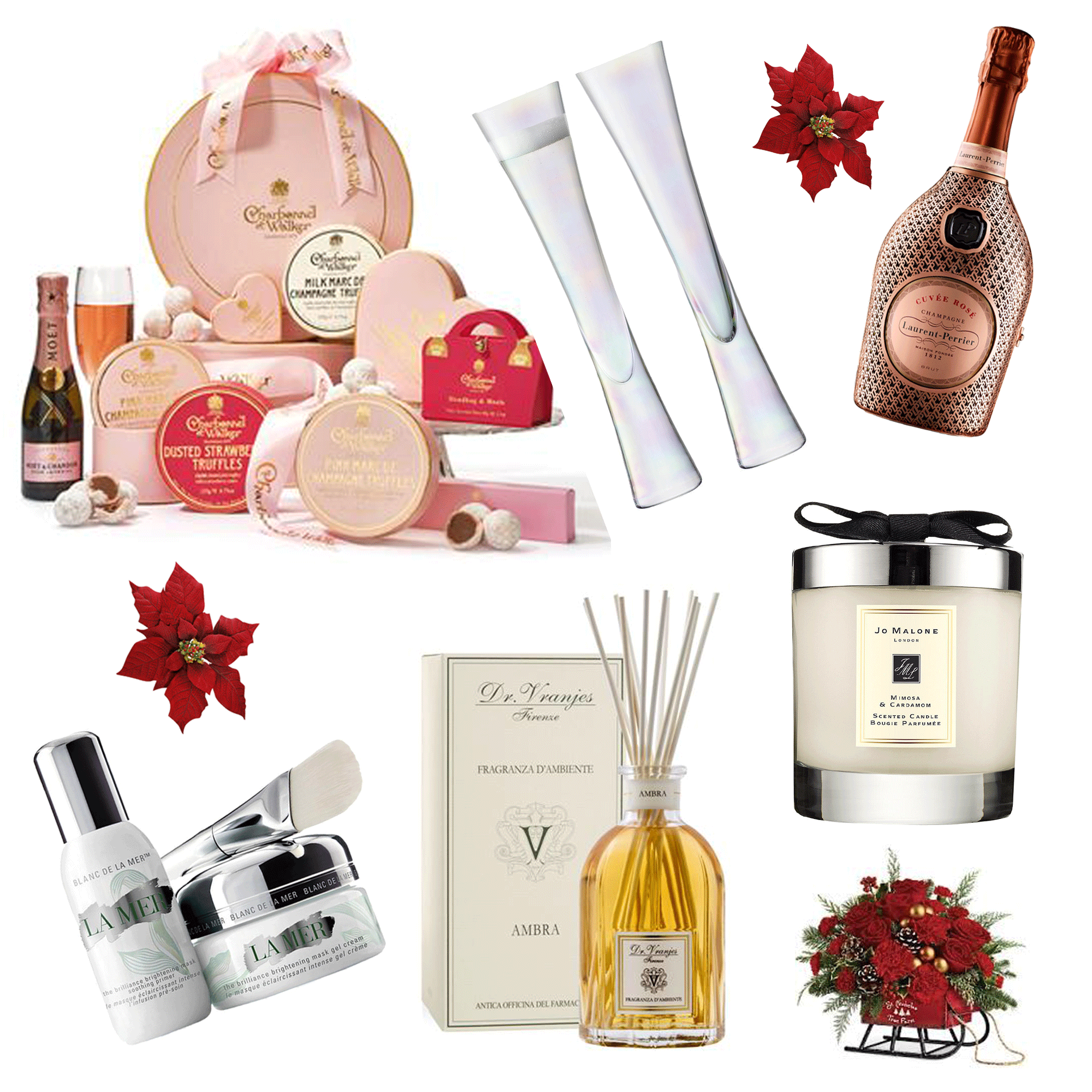 Charbonnel et Walker Champagne Selection Hamper Dr. Vranjes Firenze Ambra Fragrance Diffuser La Mer The Brilliance Brightening Mask Set Jo Malone London Mimosa & Cardamom Candle Candle LAURENT-PERRIER Rosé Champagne NV La Robe Edition LSA International Moya Champagne Flutes, Mother of Pearl, Set of 2