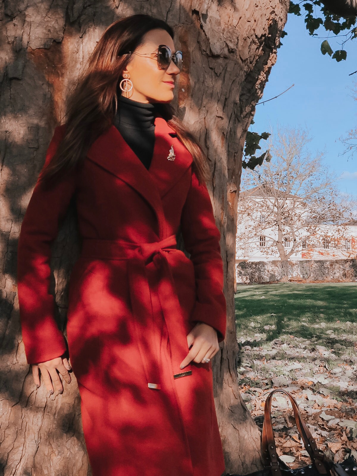 lipsy rust wrap coat