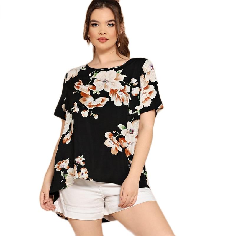 Floral Print Asymmetrical Hem Top