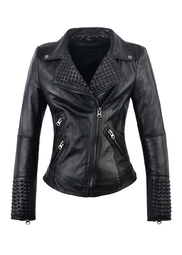ATTITUDE CLOTHING Faux Leather Studded Moto Jacke