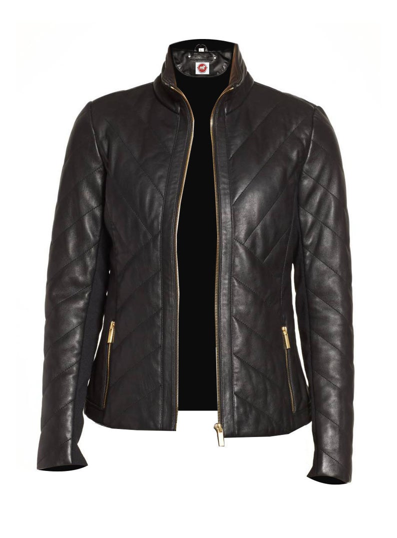 Takitop Nyx Black Quilted Classic Designer Real Leather Jacket