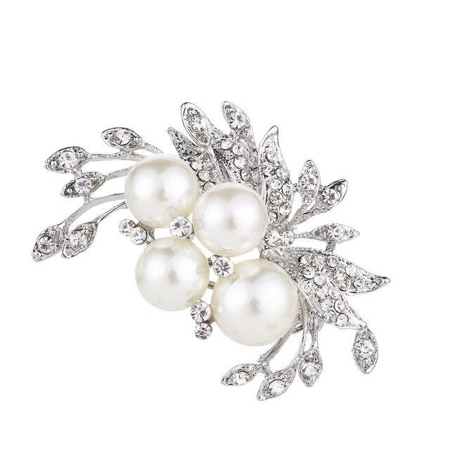 Elegant Pearl and Crystal Brooch