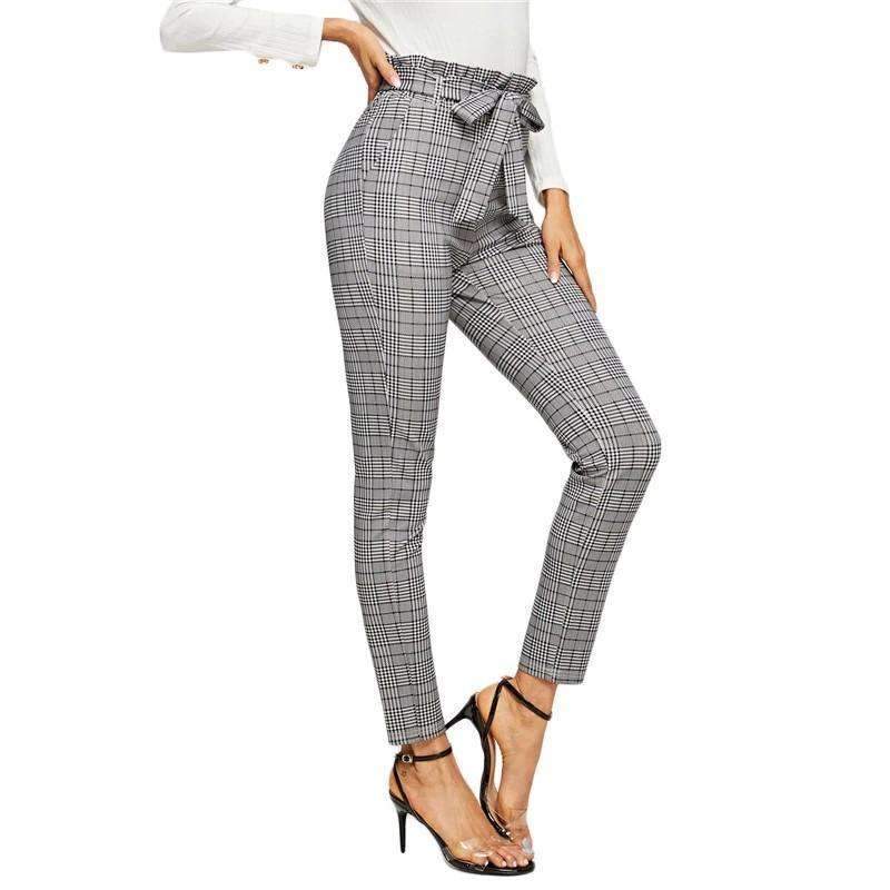 Grey Paperbag Waist Cigarette Trousers
