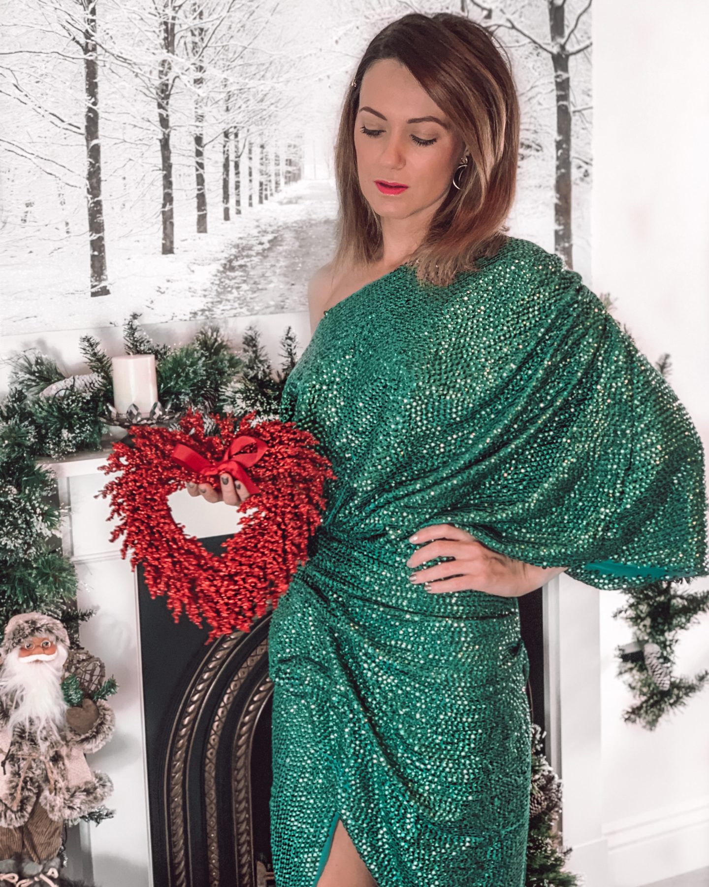 Christmas Decorations | sequin dress | party green dress