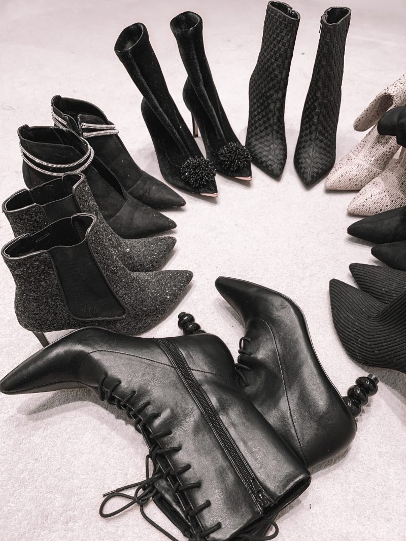 ASOS DESIGN Reward lace up heeled boots with sculptured heel | Steve Madden Baspenn studded chain cross body bag in tonal black