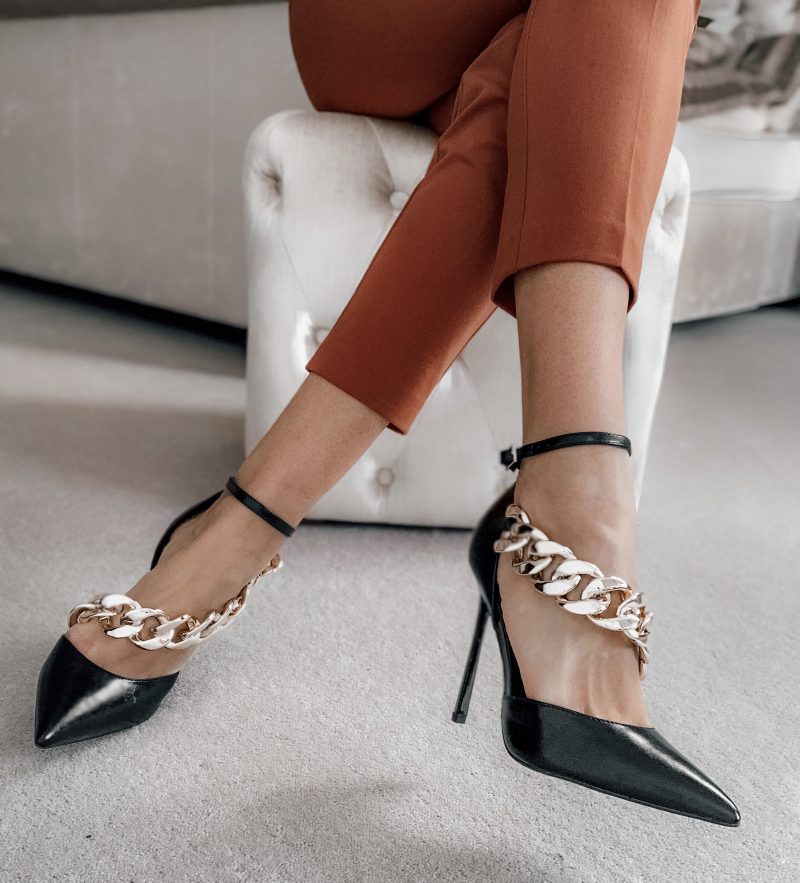 ASOS DESIGN Palma chain detail high shoes in black