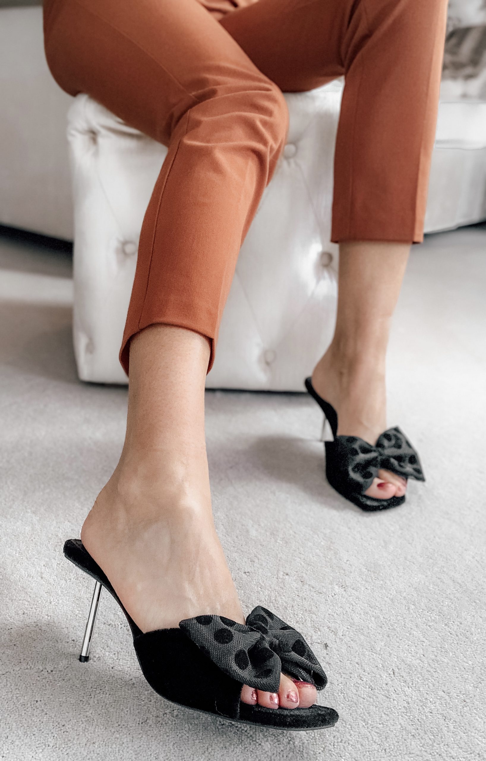 ASOS DESIGN Neha bow high heeled mules in black