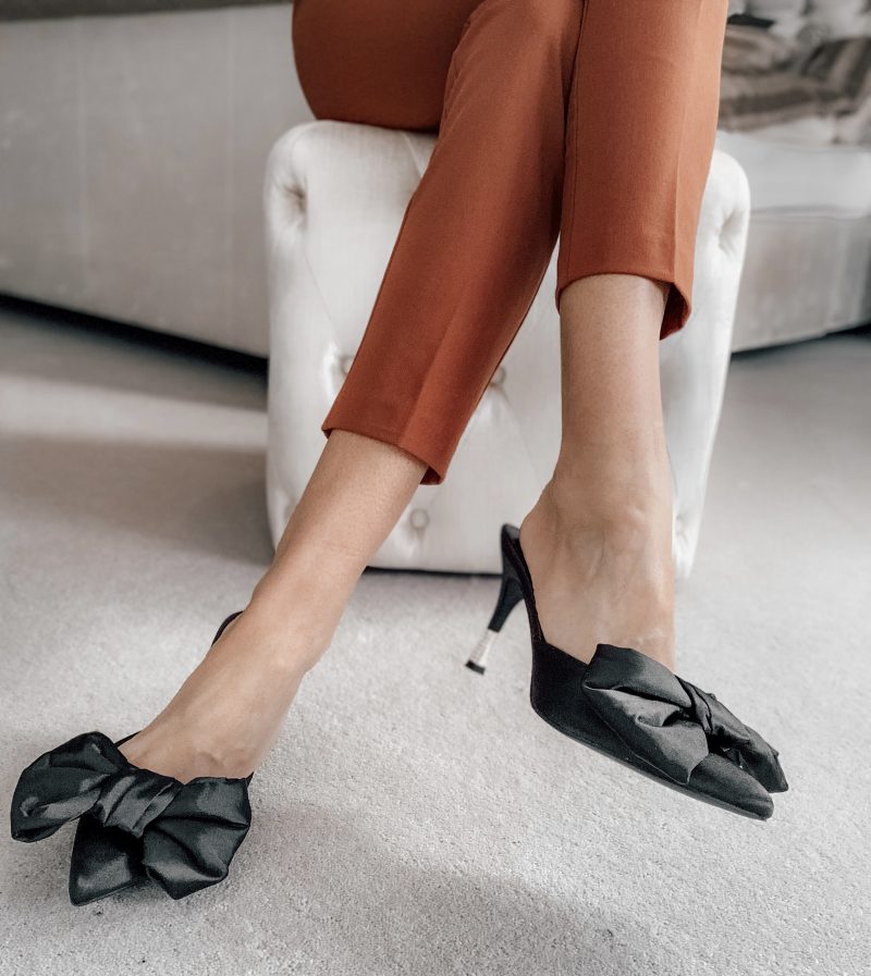 Public Desire mules with bow detail in black