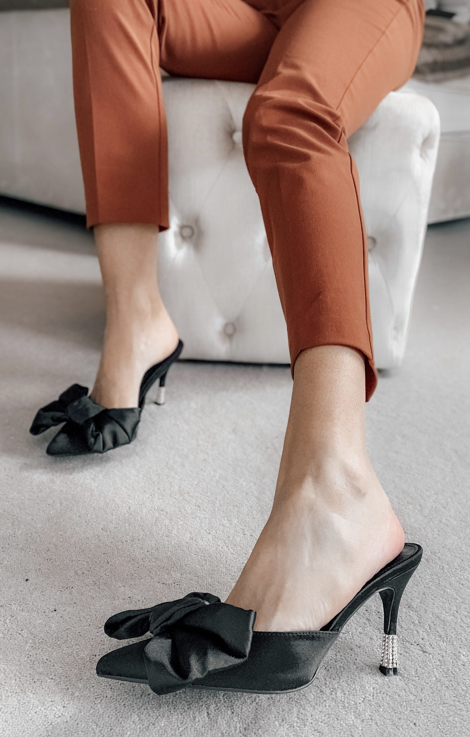 Public Desire mules with bow detail in black