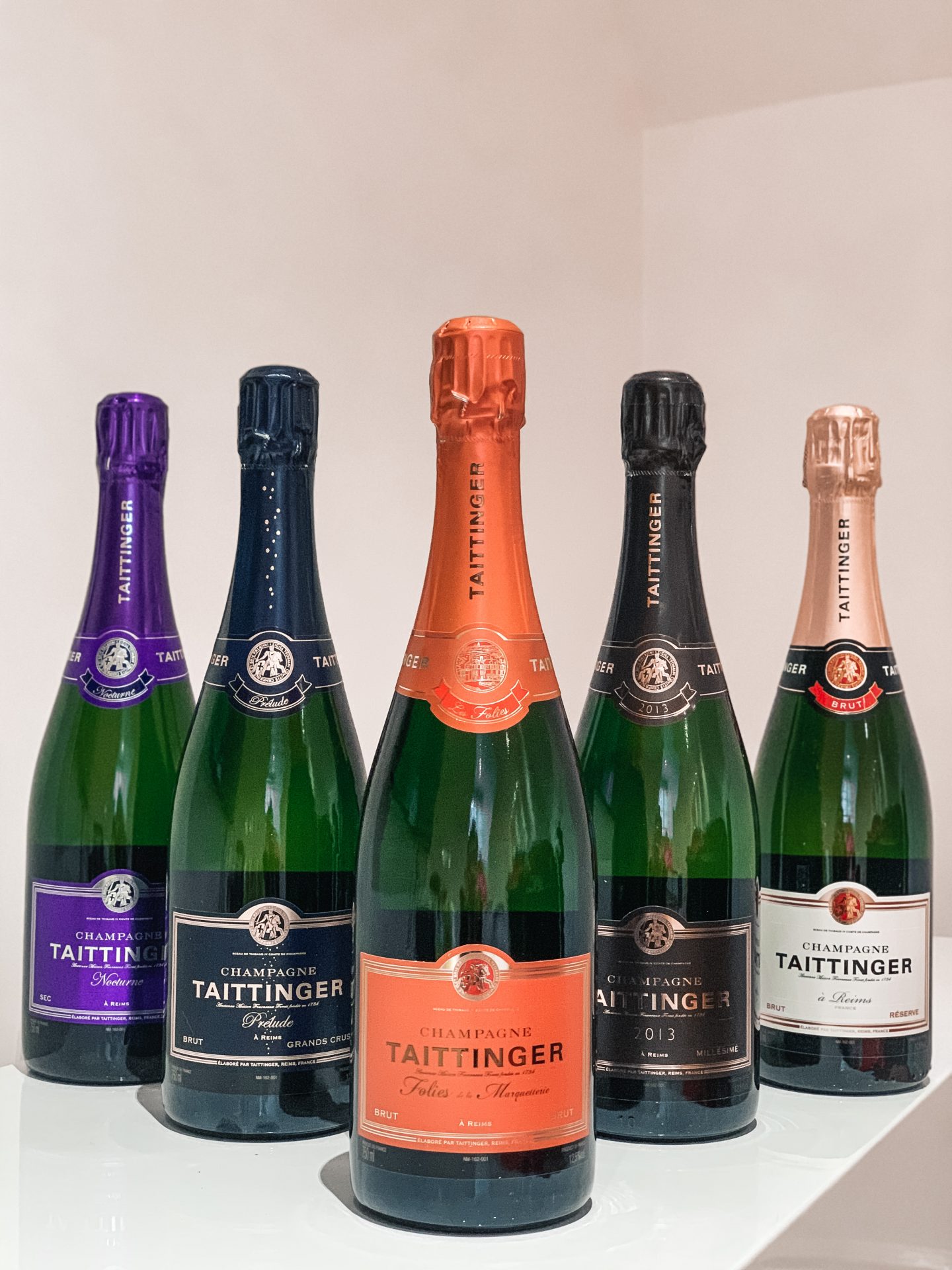 TAITTINGER COLLECTION | Taittinger – Brut Millesime | Taittinger – Brut Reserve | TAITTINGER PRÉLUDE GRANDS CRUS | Taittinger – Les Folies de la Marquetterie | Taittinger – Nocturne