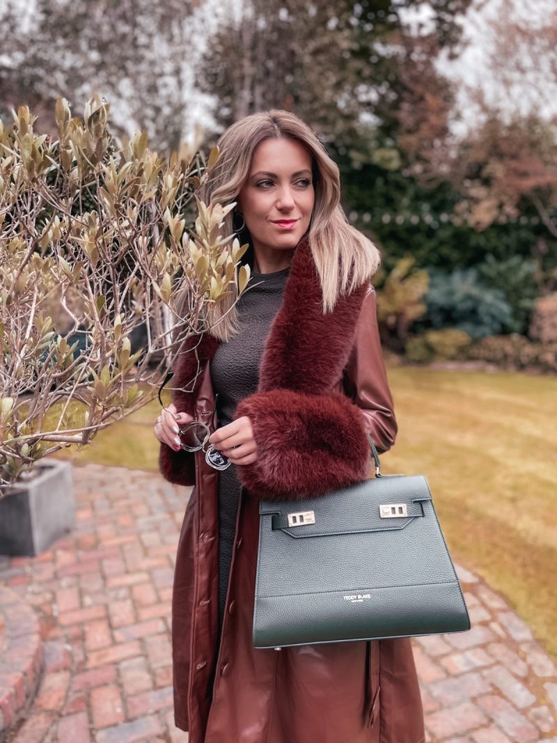 KIM STAMPATTO 14&quot; - DARK GREEN BAG, DESIGNER BAGS, CHRISTMAS GIFT IDEAS
