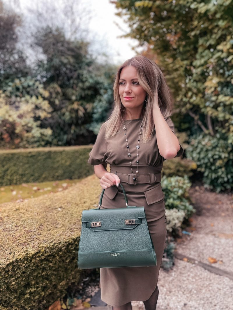 KIM STAMPATTO 14&quot; - DARK GREEN BAG, DESIGNER BAGS, CHRISTMAS GIFT IDEAS