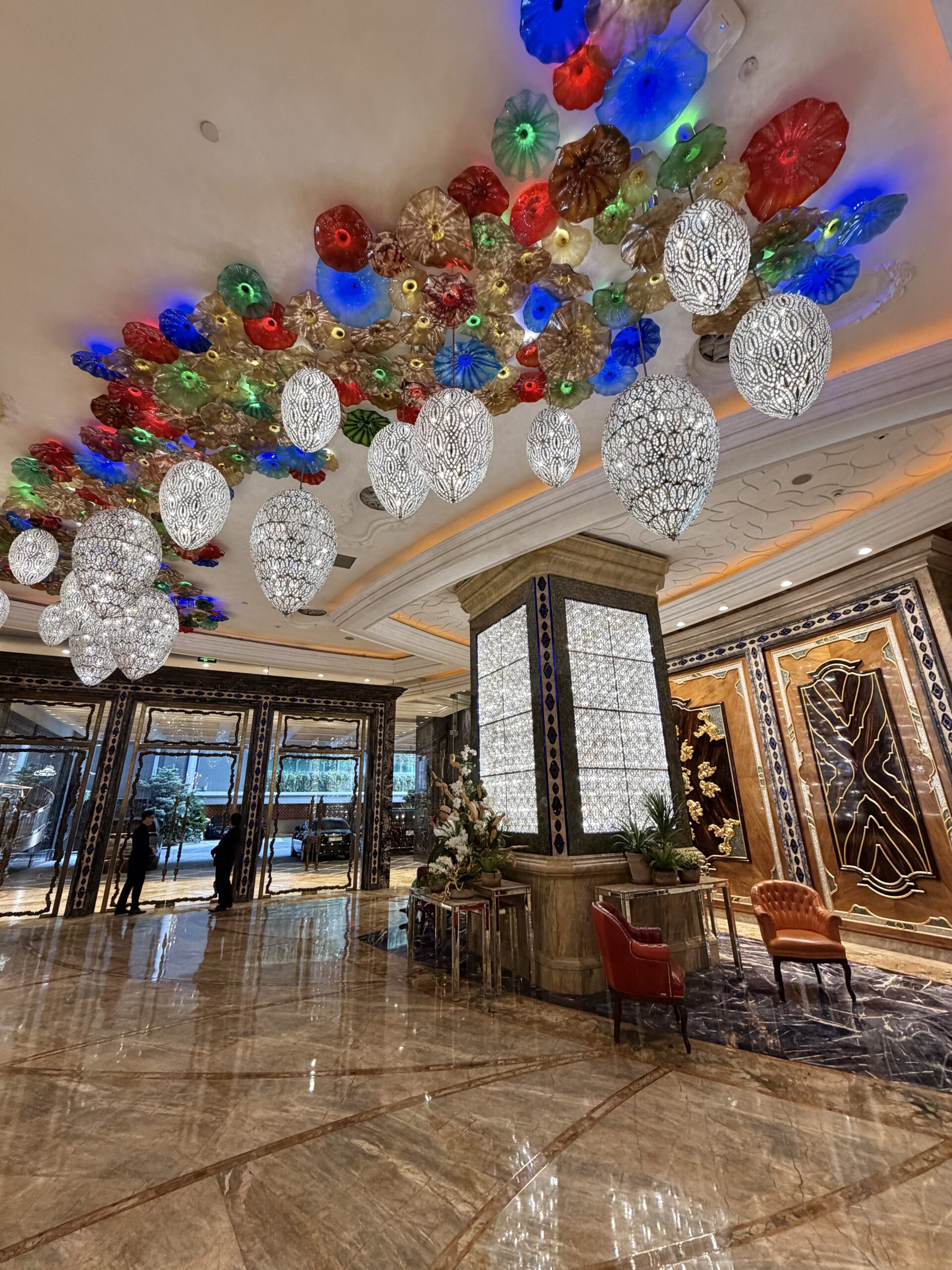 Grand lobby of The Reverie Saigon with seven-metre vaulted ceiling and Baldi Monumental clock, Ho Chi Minh Grand lobby of The Reverie Saigon with seven-metre vaulted ceiling and Baldi Monumental clock, Ho Chi Minh